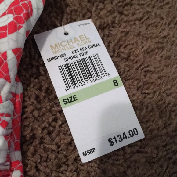 Michael Kors Wrap Front One Piece Coral Mosaic - Picture 7 of 9